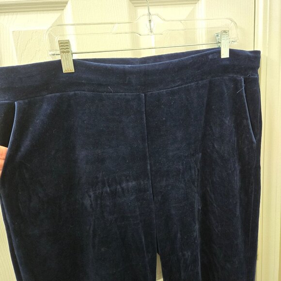 Ralph Lauren LRL Pull on Pants Womens Large Navy‎ Blue Velvet Pockets Stretch - Picture 6 of 7